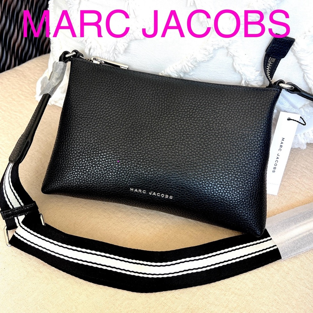 MARC JACOBS The Cosmo pebbled leather woven strap crossbody bag black